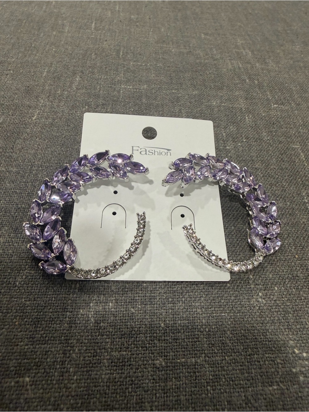 Purple Crystal Hoop Earrings